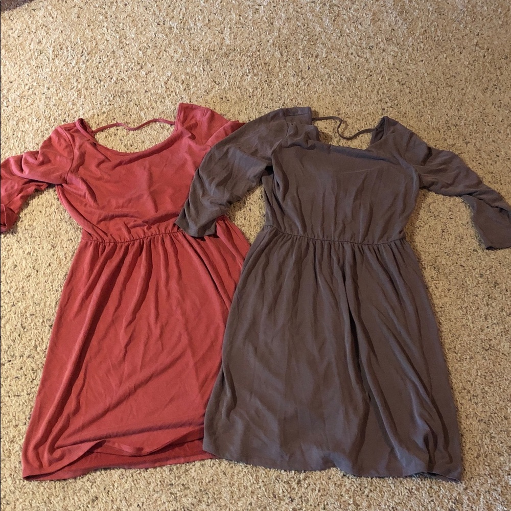 Women’s Scoop-Neck Casual Dress - pink and dusty purple